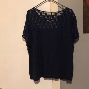 Cato Knit Shirt w/ Sheer Polka Dot, Size 26/28